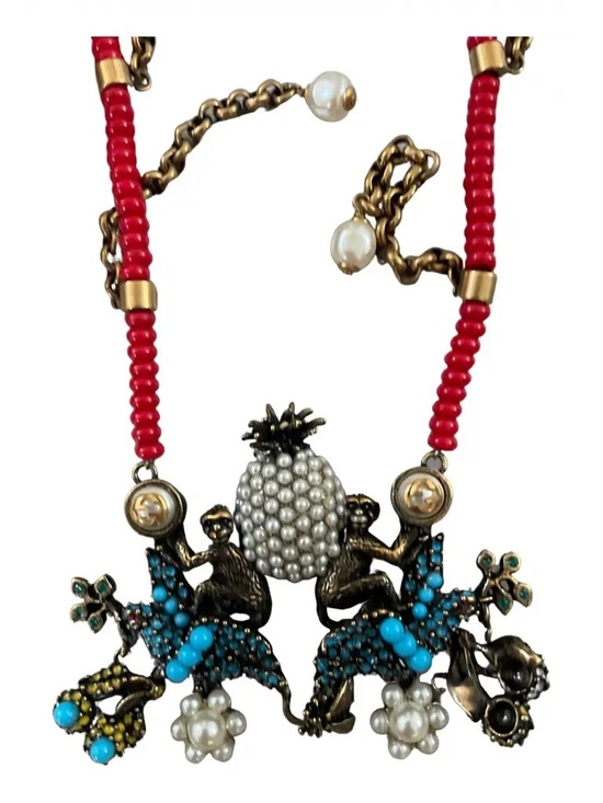 Gucci Jewelry - GUCCI double monkeys pearl necklace